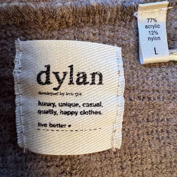 Dylan Chunky Vneck Sweater Large Brown Neutral Fisherman Coastal Grandma - Picture 8 of 9